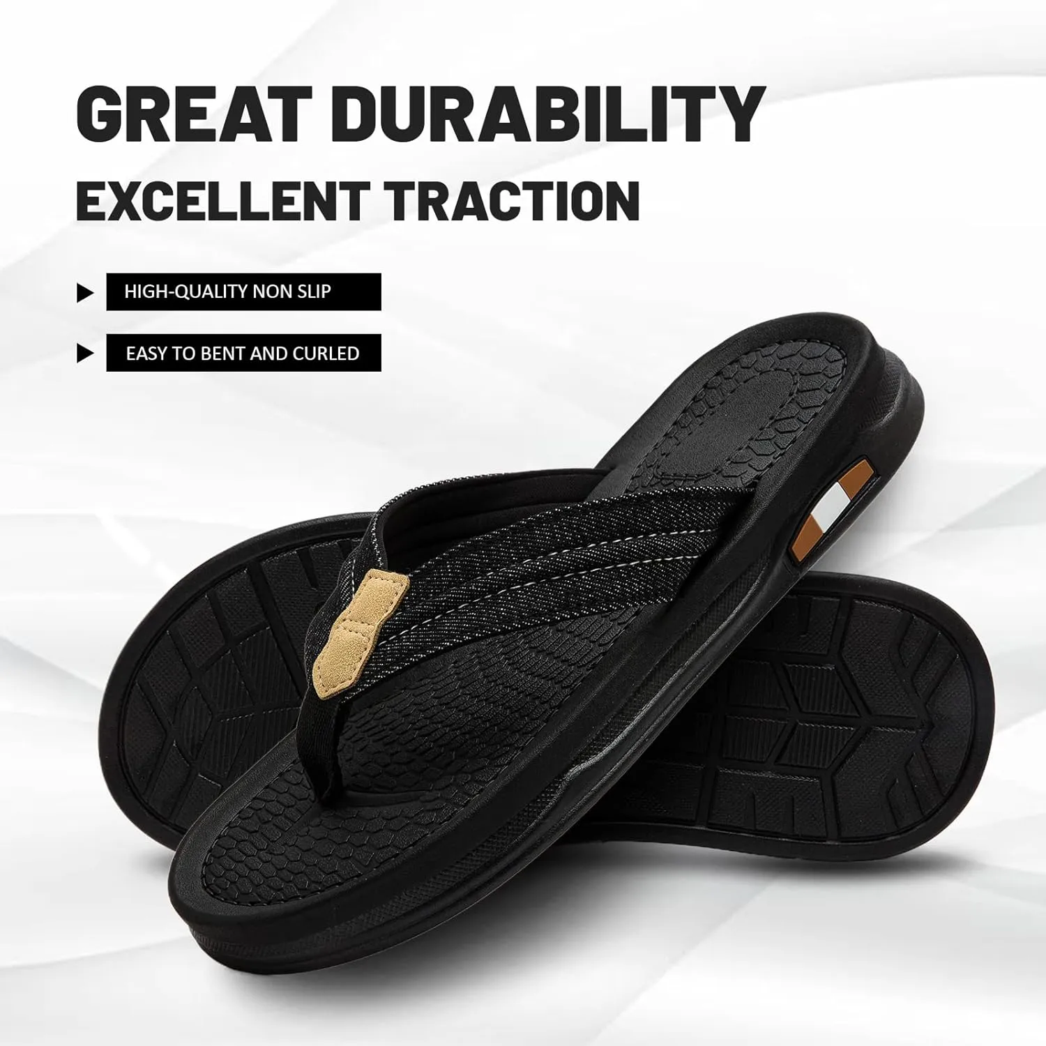 Men's Beach Flip-Flops Comfort Thong Sandal Slippers Summer Outdoor Athletic Slide sandals for men with Soft Cushion