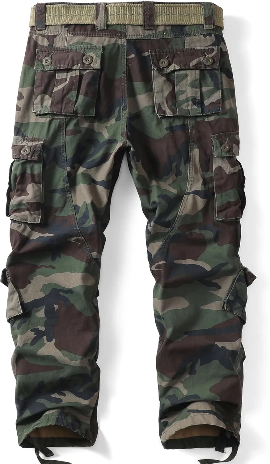 Men's Camo BDU Cargo Tactical Ripstop Casual Lightweight Baggy Combat 100% Cotton Pants with 8 Pockets(No Belt)