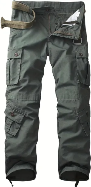 Men's Camo Cargo Work Pants Ripstop Lightweight Wild Army Military BDU Outdoor Trousers with 8 Pocktets (No Belt)