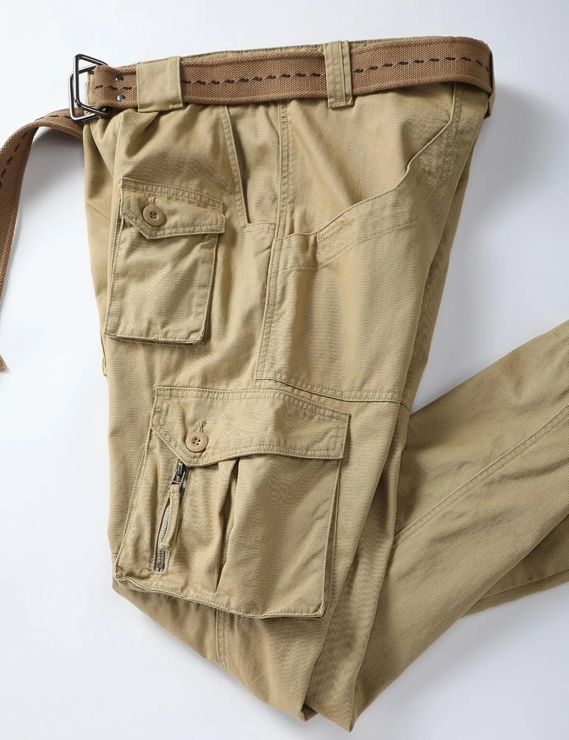 Men's Cargo Work Pants Cotton Casual Wild Outdoor Ripstop Camo Trousers with 9 Pockets