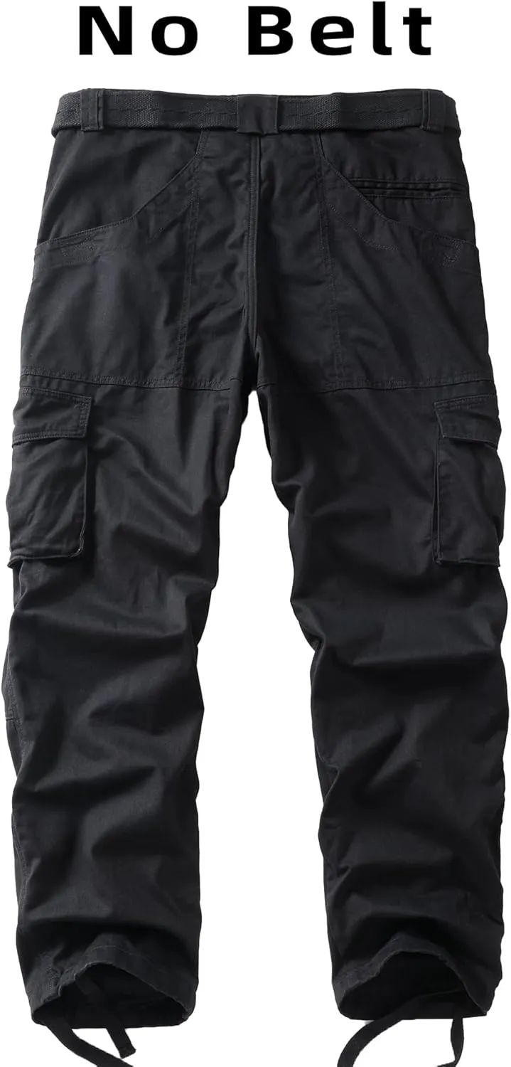 Men's Cargo Work Pants Cotton Casual Wild Outdoor Ripstop Camo Trousers with 9 Pockets