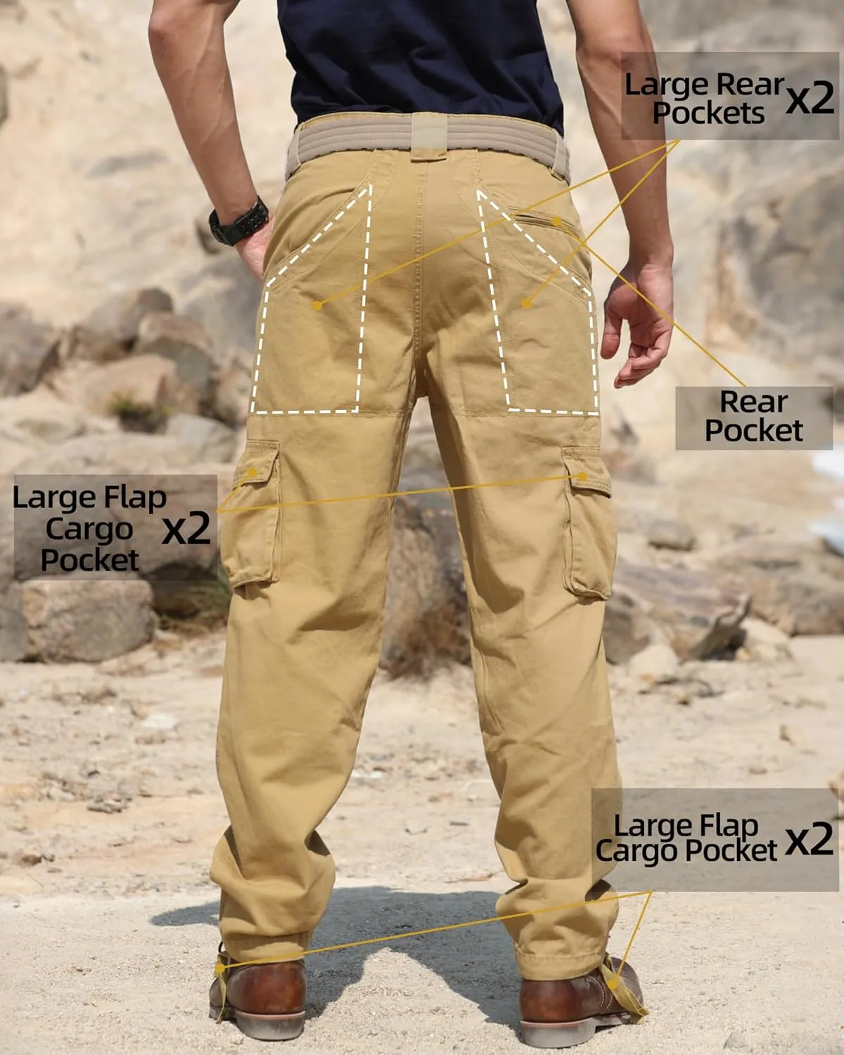 Men's Cargo Work Pants Cotton Casual Wild Outdoor Ripstop Camo Trousers with 9 Pockets