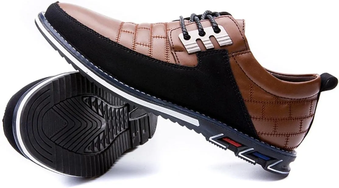 Men's Casual Lace Up Business Oxford Leather Shoes Comfort Loafers for Male Business Work Office Dress