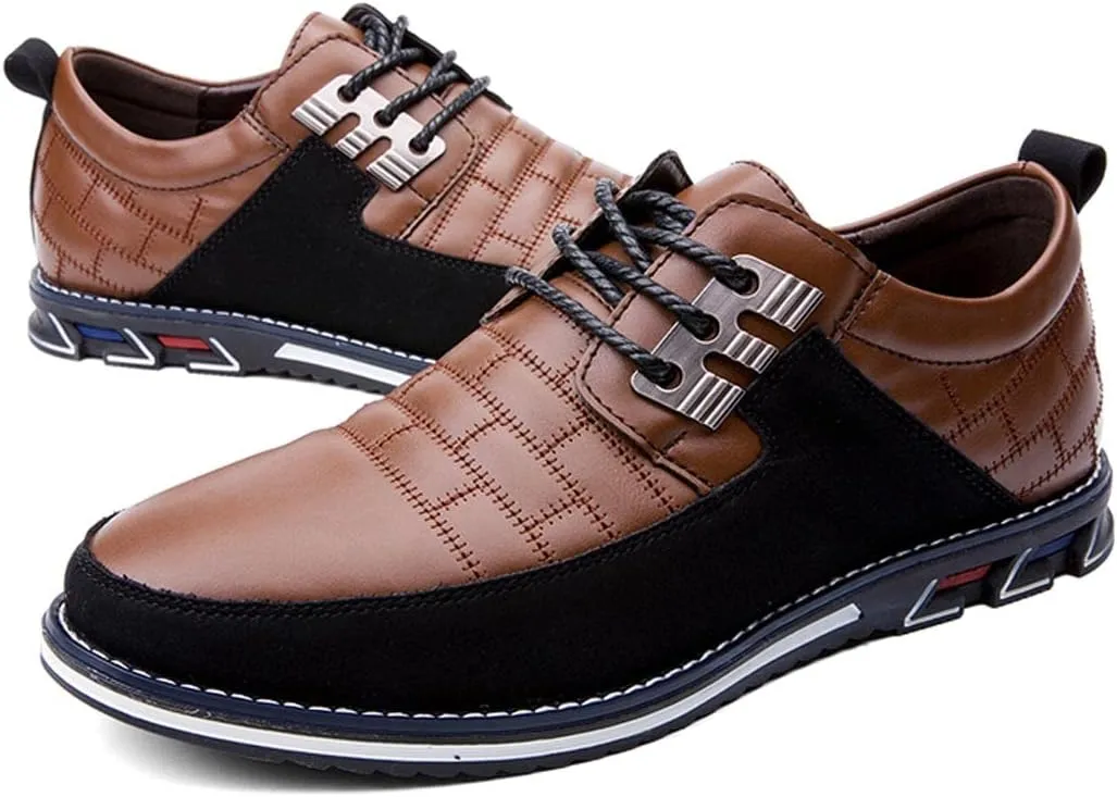 Men's Casual Lace Up Business Oxford Leather Shoes Comfort Loafers for Male Business Work Office Dress