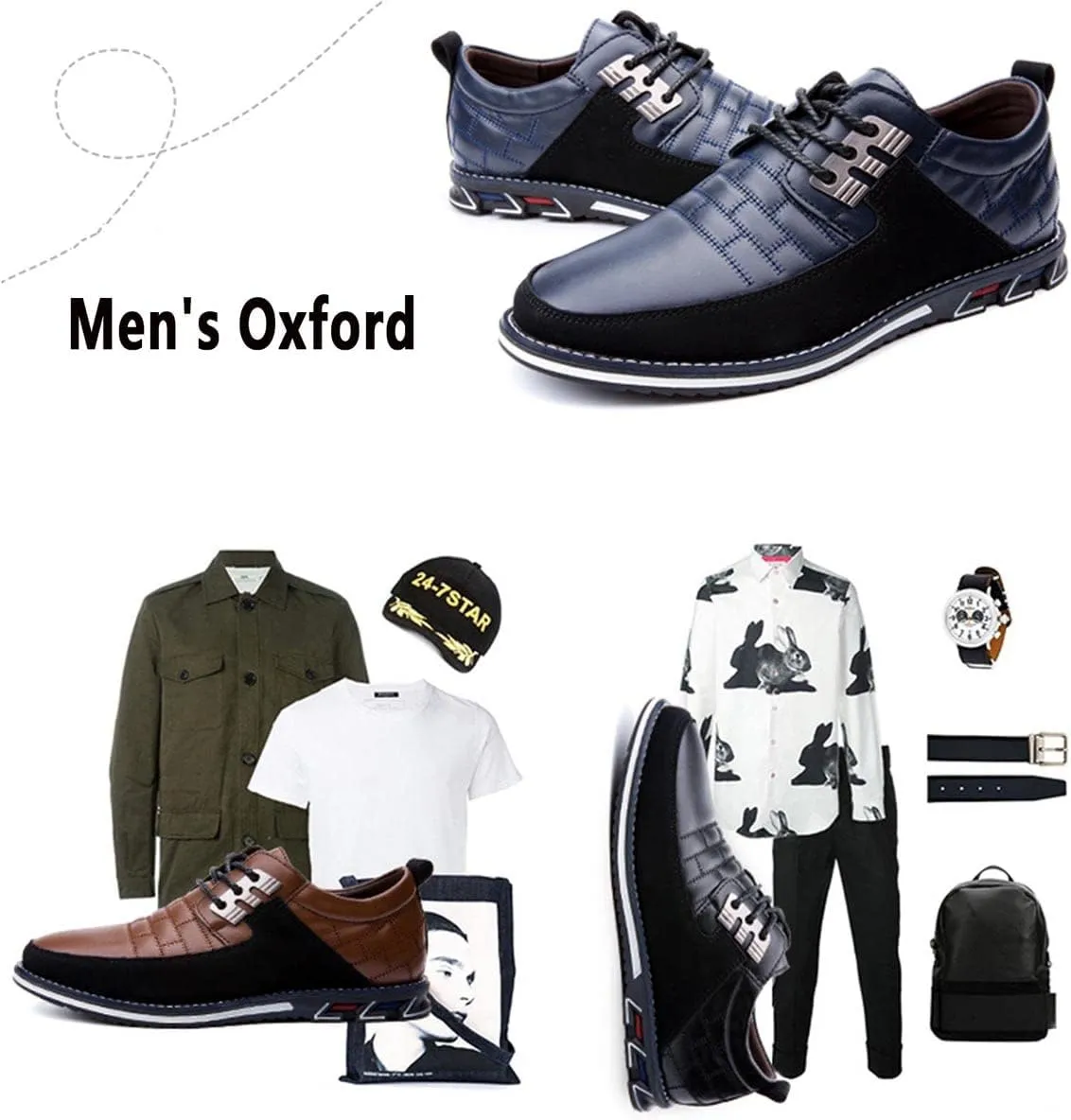 Men's Casual Lace Up Business Oxford Leather Shoes Comfort Loafers for Male Business Work Office Dress