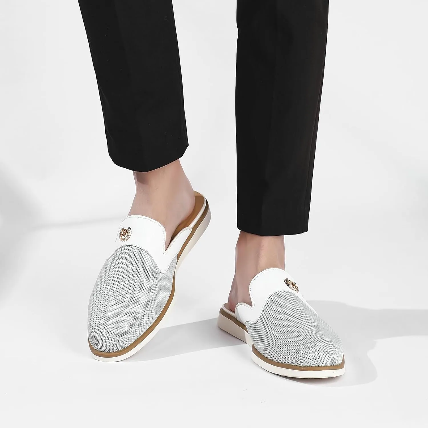 Men's Casual Slip-on Mule Loafer,Mens Fashion Backless Dress Slippers Comfy Lightweight Walking Penny Shoes for Men