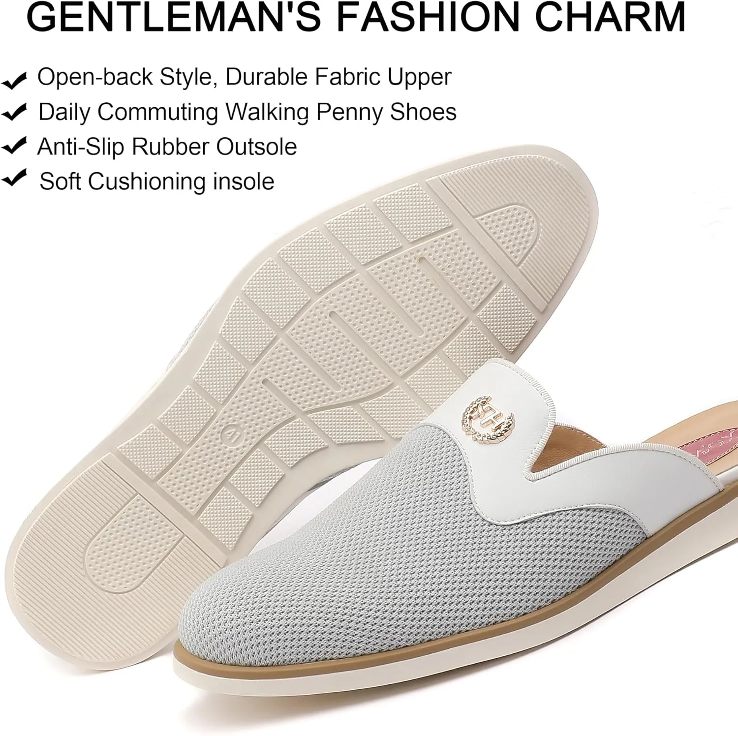 Men's Casual Slip-on Mule Loafer,Mens Fashion Backless Dress Slippers Comfy Lightweight Walking Penny Shoes for Men