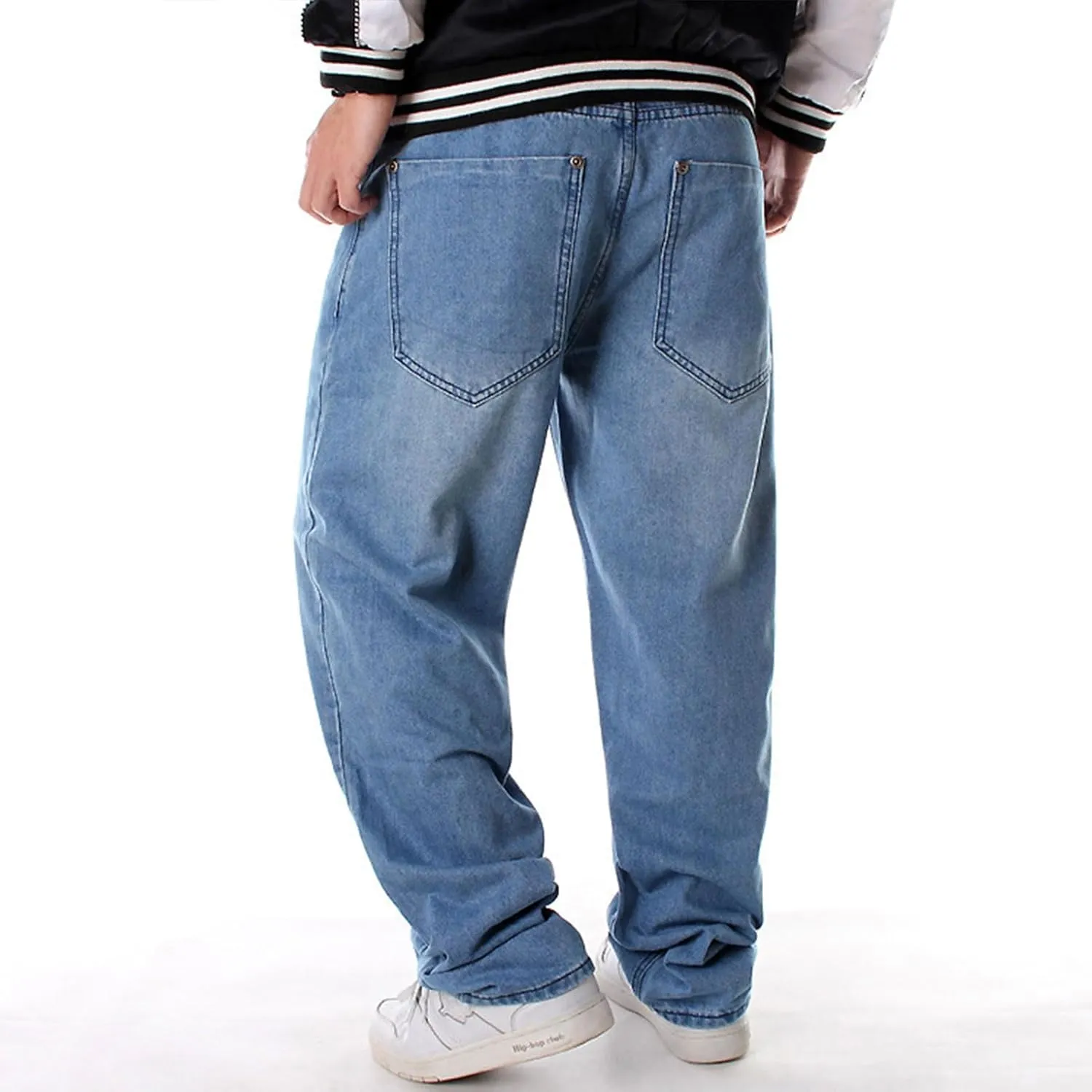 Men's Classic Baggy Jeans Hip Hop Streewear Jeans Casual Dance Jogging Trousers Loose Fit Denim Pants