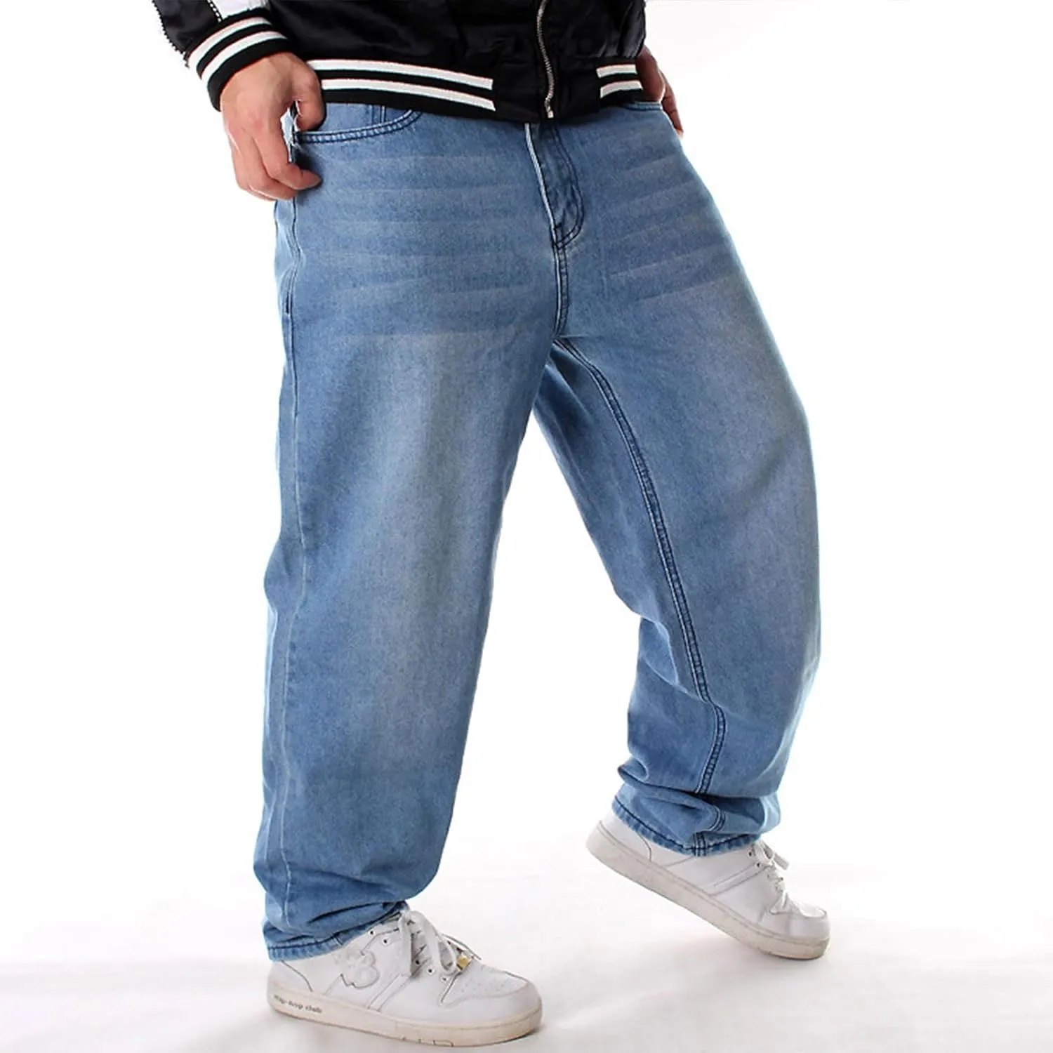 Men's Classic Baggy Jeans Hip Hop Streewear Jeans Casual Dance Jogging Trousers Loose Fit Denim Pants