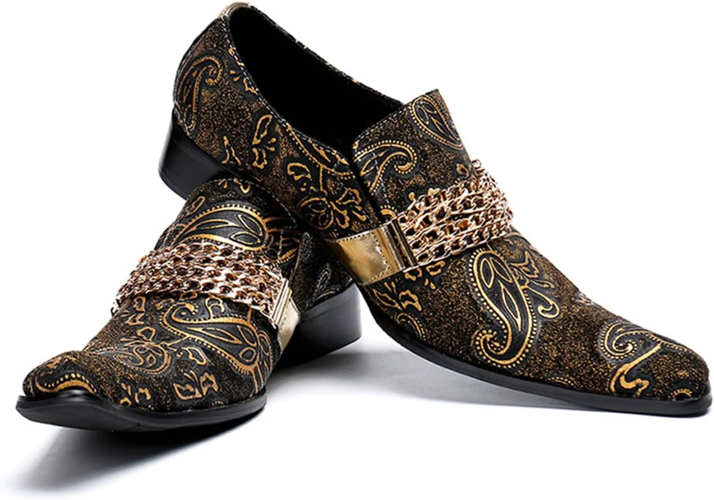 Mens Dress Shoes, Loafers Plus Size Cowhide Shoes Retro Carved Slip on Casual Business Low Top Pointed Toe Breathable Suit Groom Shoes, 40 EU,Yellow