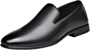 Mens Height Increasing Brogues Leather Formal Dress Shoes Classic Business Black Casual Slip On Pointed Toe Loafers