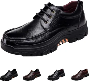 Men's Leather Arch Support Dress Shoes,Comfort Slip On/Lace up Non-Slip Softsole Casual Oxford Travel Walking Loafers