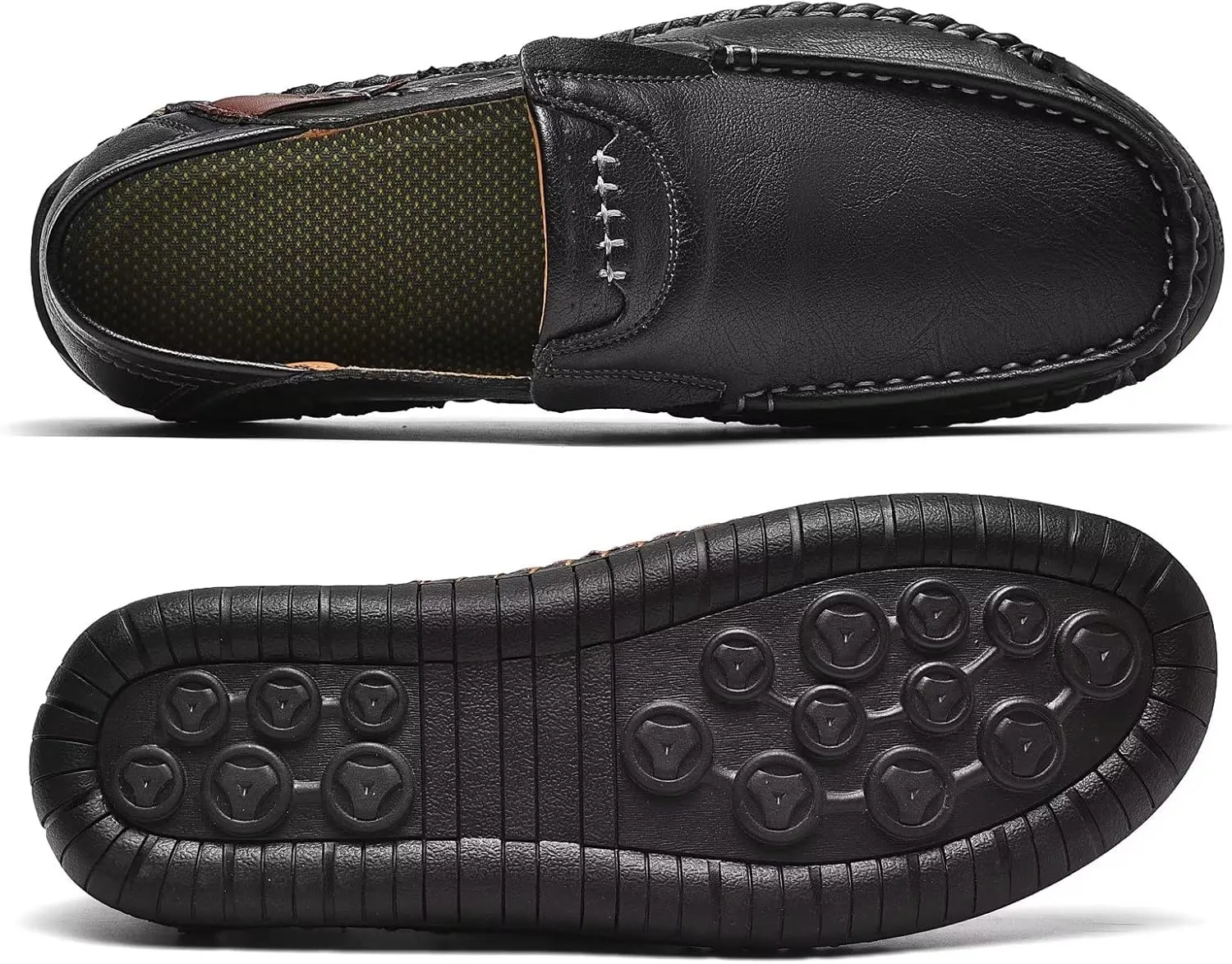 Men's Leather Loafers Slip On Shoes,Casual Fashion Business Arkget Office Driving Shoes for Men【includes Extra Insole】