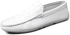 Men's Loafers Round Toe Crocodile Print Vegan Leather Anti-Slip Slip Resistant Comfortable Outdoor Classic Slip-on