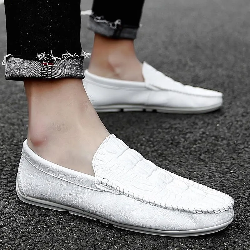 Men's Loafers Round Toe Crocodile Print Vegan Leather Anti-Slip Slip Resistant Comfortable Outdoor Classic Slip-on