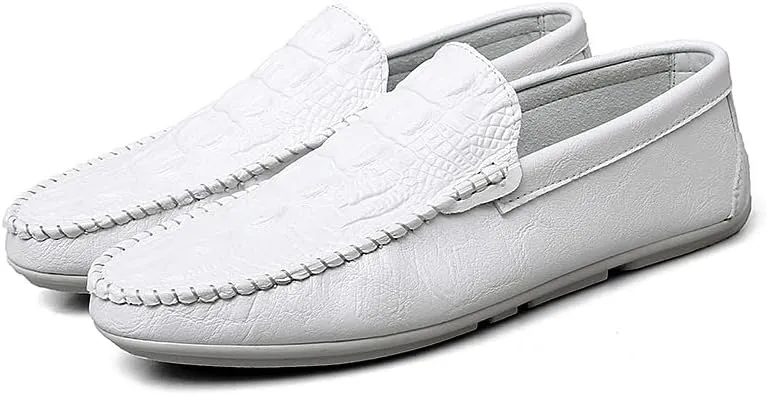 Men's Loafers Round Toe Crocodile Print Vegan Leather Anti-Slip Slip Resistant Comfortable Outdoor Classic Slip-on