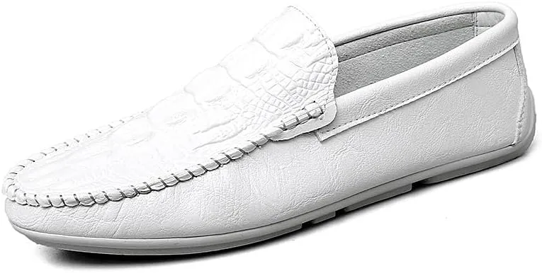 Men's Loafers Round Toe Crocodile Print Vegan Leather Anti-Slip Slip Resistant Comfortable Outdoor Classic Slip-on