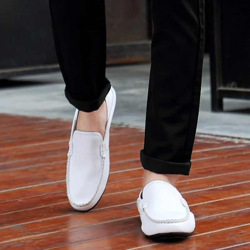 Mens Loafers Shoe Round Toe Solid Color Crocodile Print Leather Loafer Shoes Flat Heel Slip Resistant Comfortable Casual Fashion Slip-ons