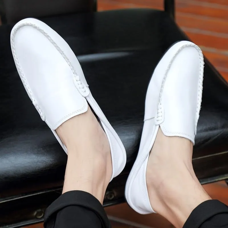 Mens Loafers Shoe Round Toe Solid Color Crocodile Print Leather Loafer Shoes Flat Heel Slip Resistant Comfortable Casual Fashion Slip-ons