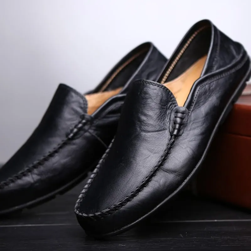 Men's Loafers Shoes Round Toe Vegan Leather Loafer Shoe Flexible Comfortable Flat Heel Party Outdoor Slip On