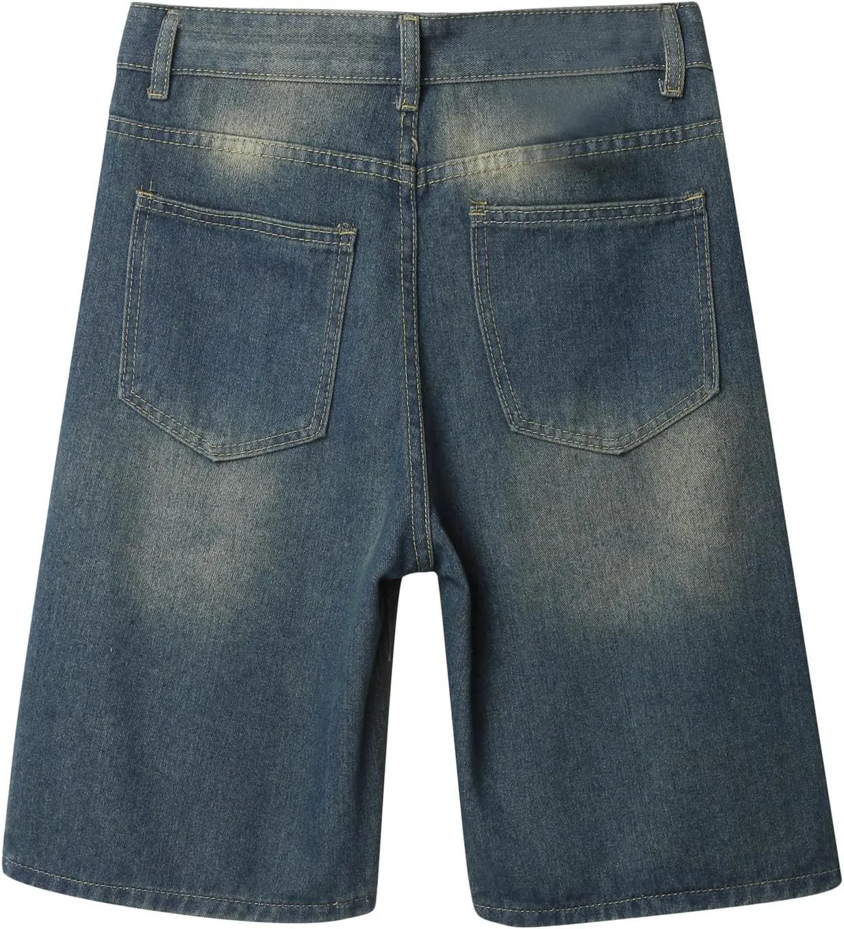 Men's Loose Fit Hip Hop Cropped Jean Shorts Baggy Denim Shorts with Pockets Casual Summer Streetwear Clothes