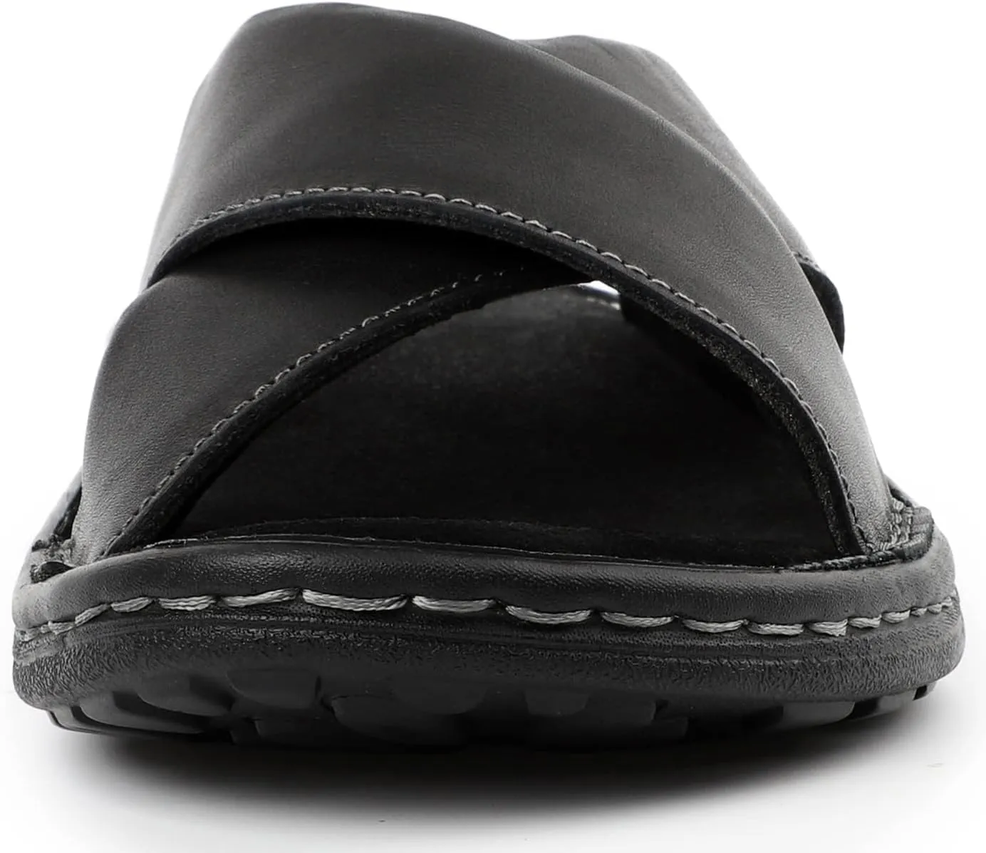 Mens Napa Leather Slides Sandals Soft Cushion Dress Sandals with Memory Foam Footbed Comfortable & Lightweight Summer Beach Indoor & Outdoor Slip On Casual Footwear