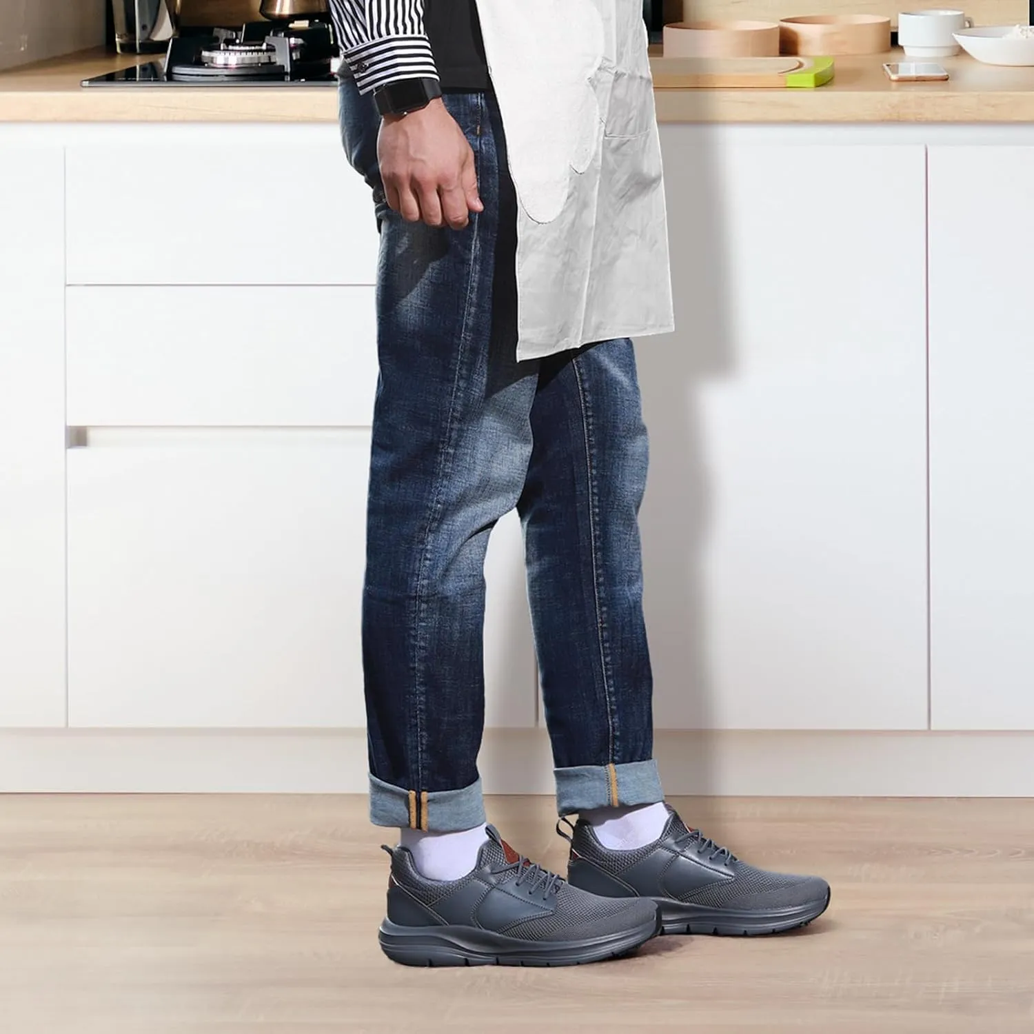 Men's Non Slip Work Shoes Walking Shoes Slip Resistant Restaurant Waterproof Shoes Food Service Chef Kitchen Breathable Sneakers