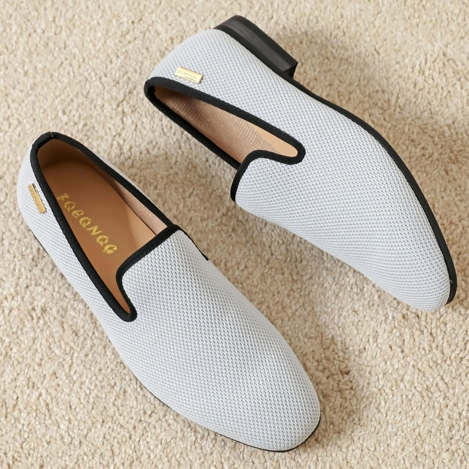 Men's Orange Loafers, Casual Slip-On Shoes, Mesh Upper & Insole, Round Toe, Moderate Cushioning, Spring/Summer