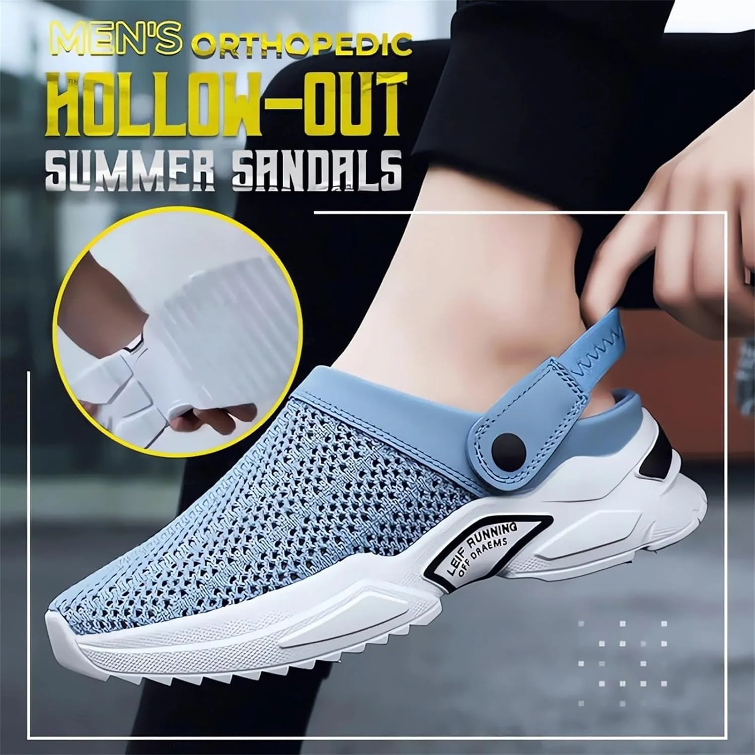 Men’s Orthopedic Hollow-Out Summer Sandals, 2024 New Mens Orthopedic Sandals Soft Breathable with Arch Support