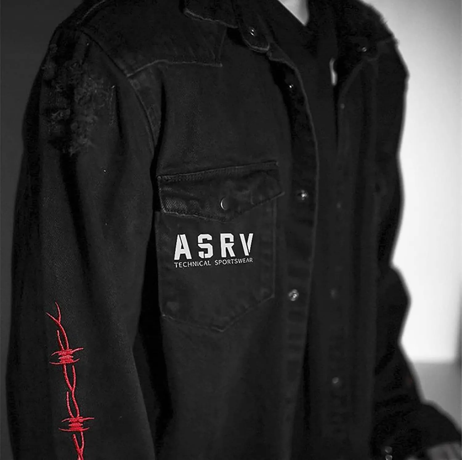 Men's Skull/Cobra Demin Jacket Hip-Hop Casual Street Outwear Street Trend Embroidery Cyberpunk Style Coat Black