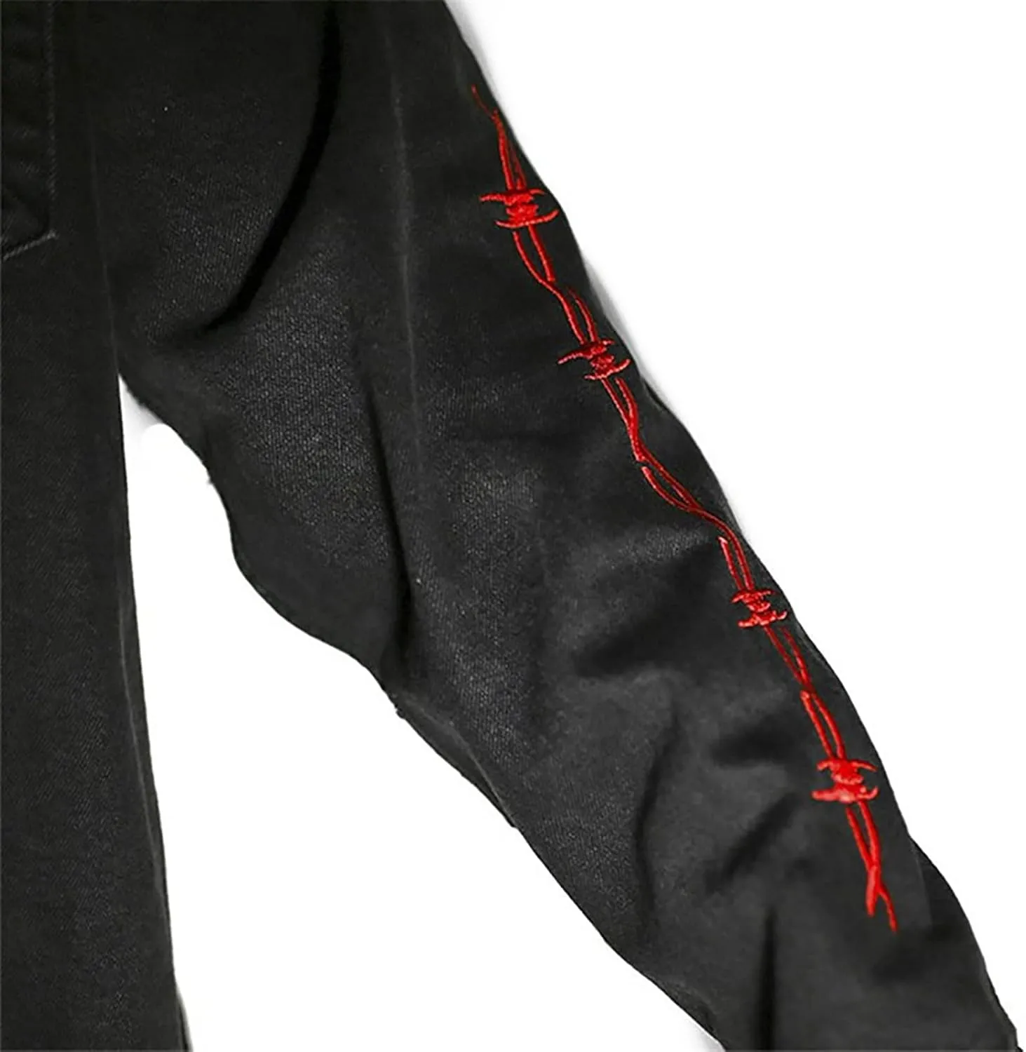 Men's Skull/Cobra Demin Jacket Hip-Hop Casual Street Outwear Street Trend Embroidery Cyberpunk Style Coat Black