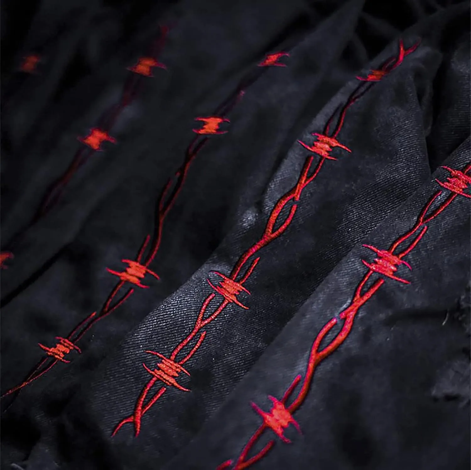 Men's Skull/Cobra Demin Jacket Hip-Hop Casual Street Outwear Street Trend Embroidery Cyberpunk Style Coat Black