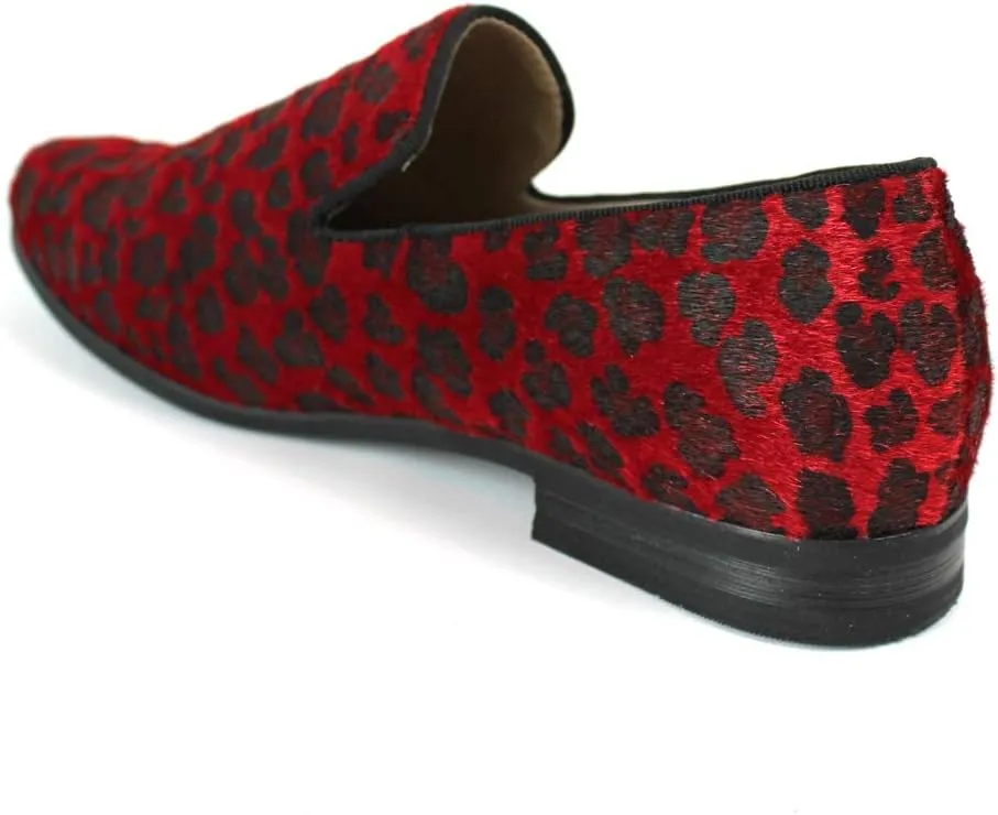 Men's Slip On Leopard Print Modern Dress Shoes Loafers