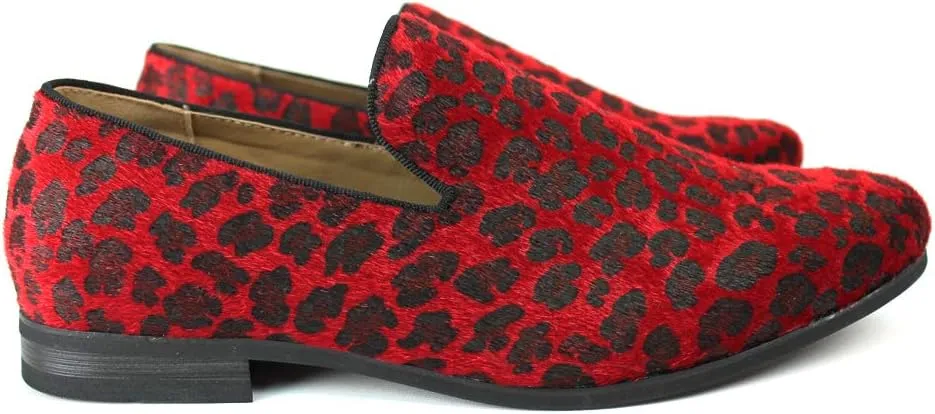 Men's Slip On Leopard Print Modern Dress Shoes Loafers