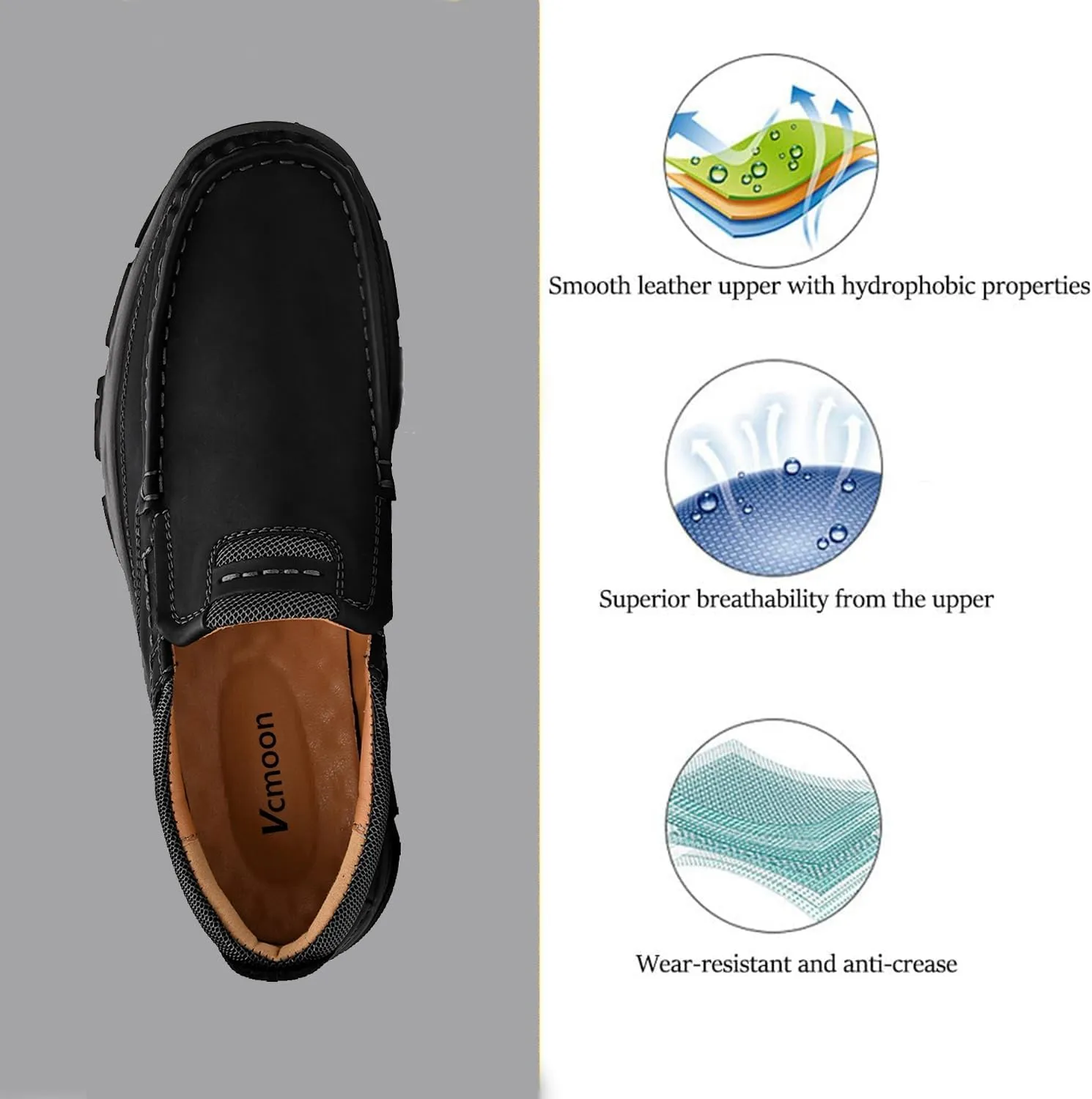 Mens Slip on Loafers Casual Leather Shoes Walking for Work Office Dress Outdoor Shoes