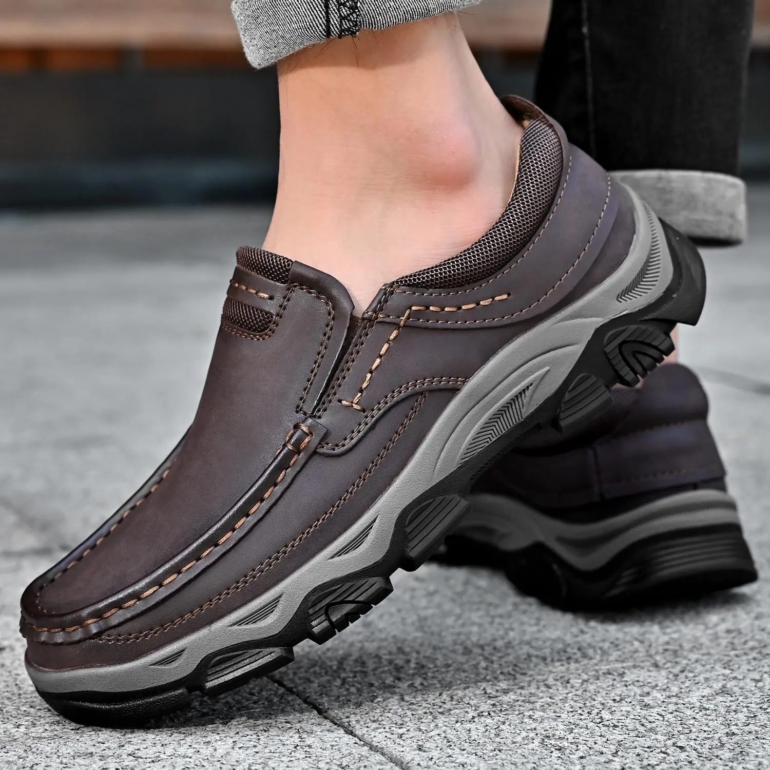 Mens Slip on Loafers Casual Leather Shoes Walking for Work Office Dress Outdoor Shoes