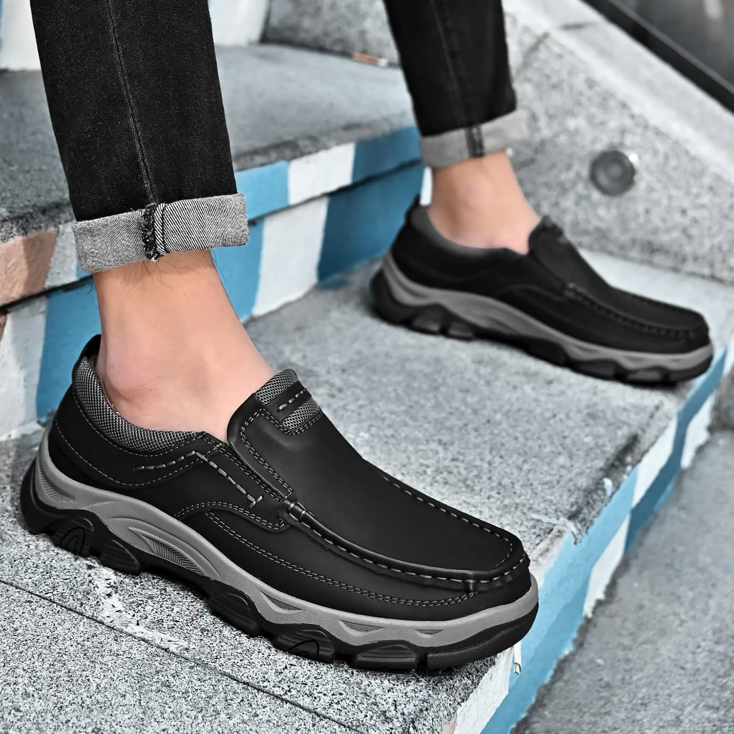 Mens Slip on Loafers Casual Leather Shoes Walking for Work Office Dress Outdoor Shoes