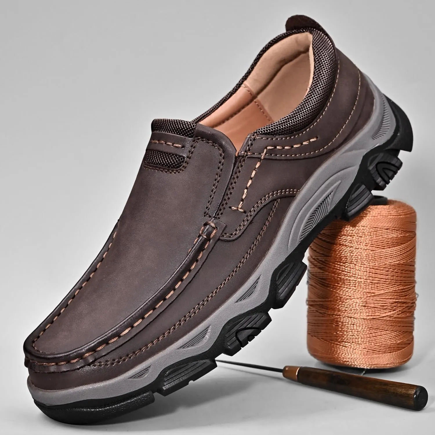 Mens Slip on Loafers Casual Leather Shoes Walking for Work Office Dress Outdoor Shoes