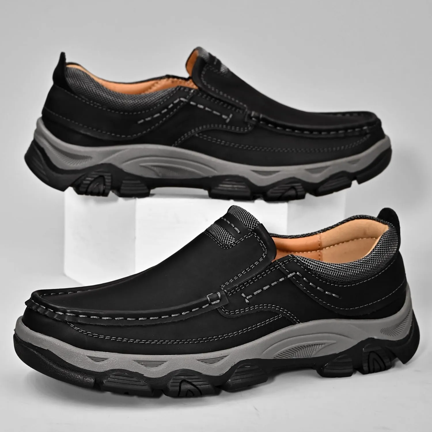 Mens Slip on Loafers Casual Leather Shoes Walking for Work Office Dress Outdoor Shoes
