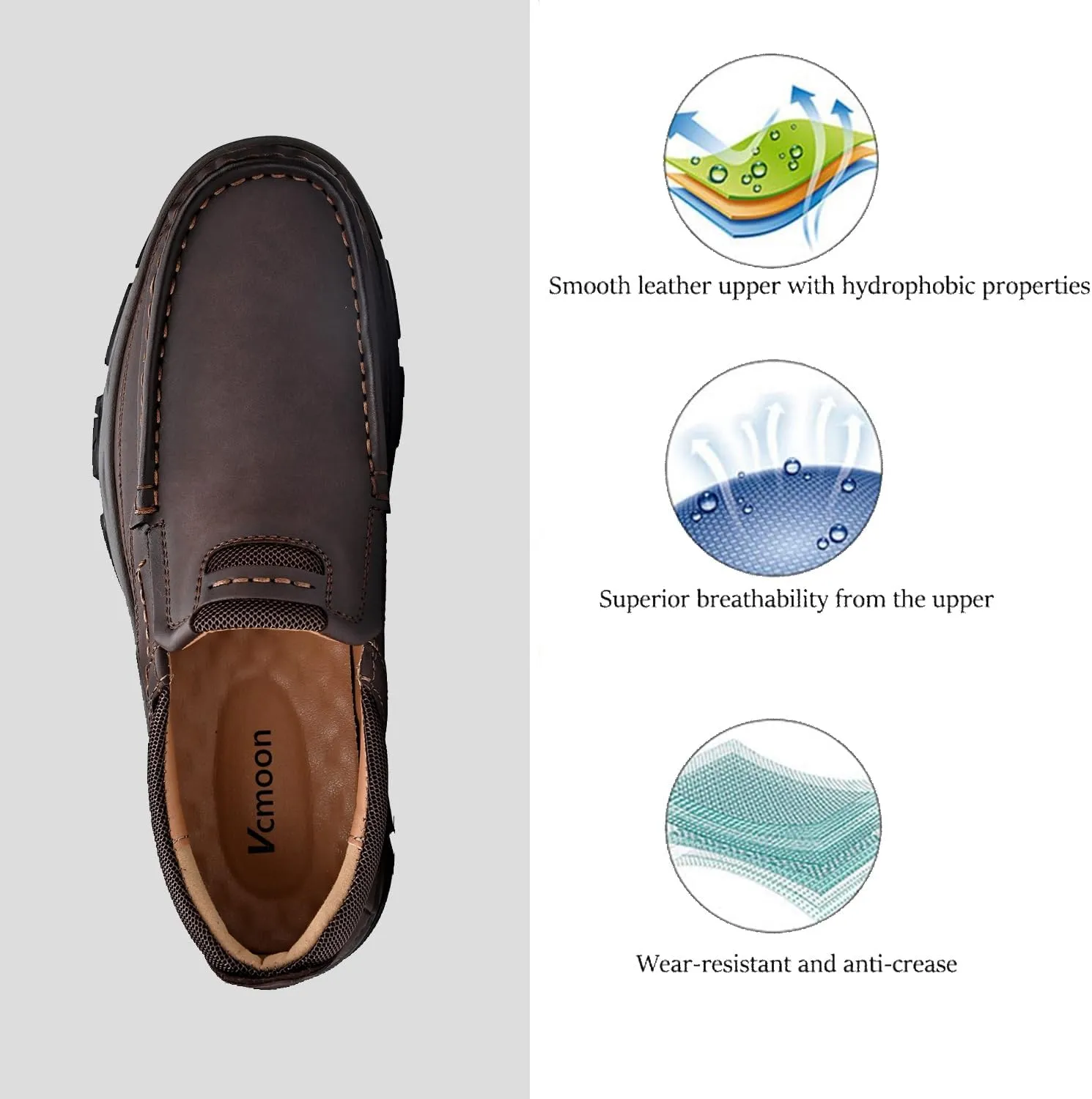 Mens Slip on Loafers Casual Leather Shoes Walking for Work Office Dress Outdoor Shoes