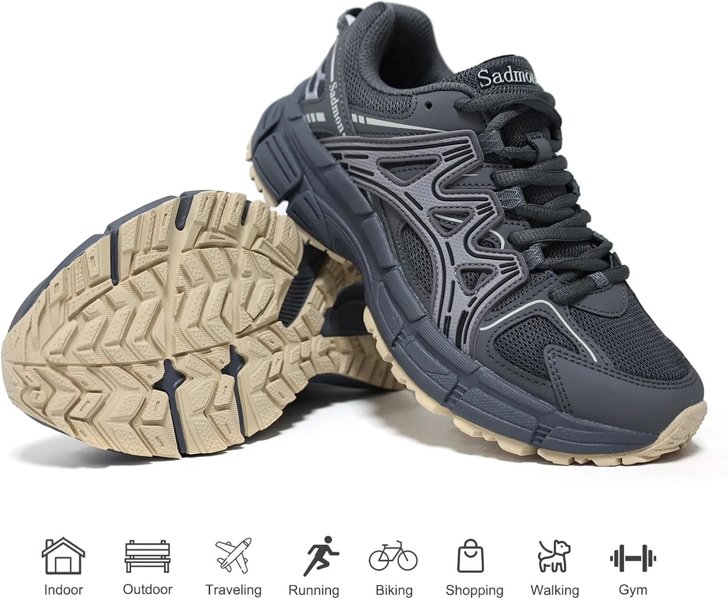 Men's Slip Resistant Trail Running Shoes - Supportive Athletic Shoes for Outdoor Fitness Walking, Road Running and Gym Training