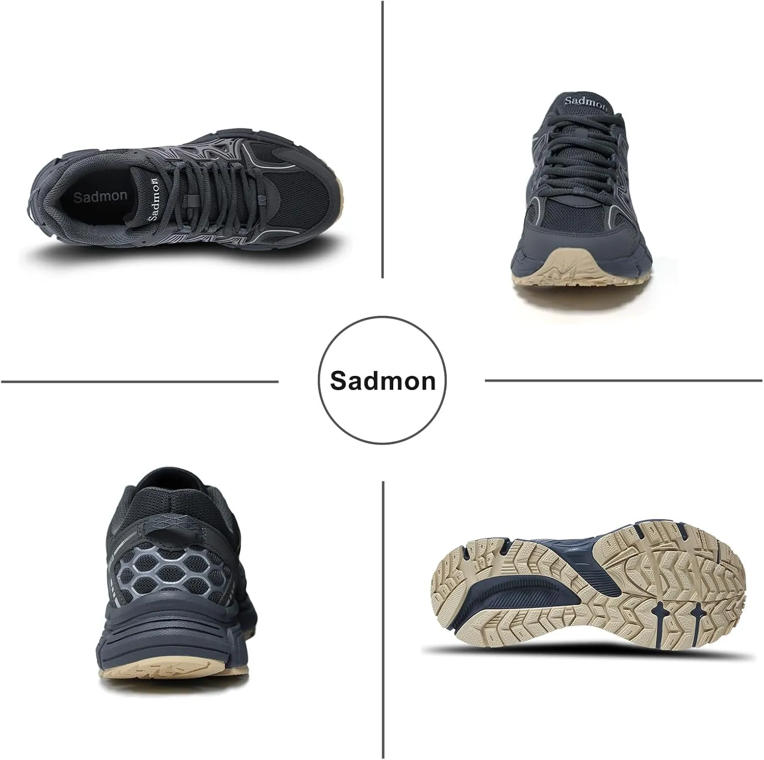 Men's Slip Resistant Trail Running Shoes - Supportive Athletic Shoes for Outdoor Fitness Walking, Road Running and Gym Training