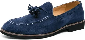 Men's Tassel Suede Slip-on Loafers Vintage Noble Velvet Pointed Toe Flats Smoking Slippers Prom Party Wedding Penny Shoes