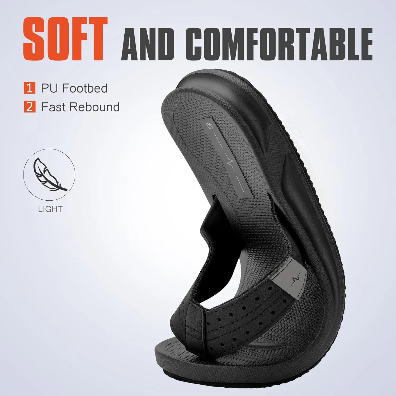 Men's Ultra Soft Cushion Flip Flops with Arch Support, Quick Dry Thong Sandals for Indoor & Outdoor Comfort