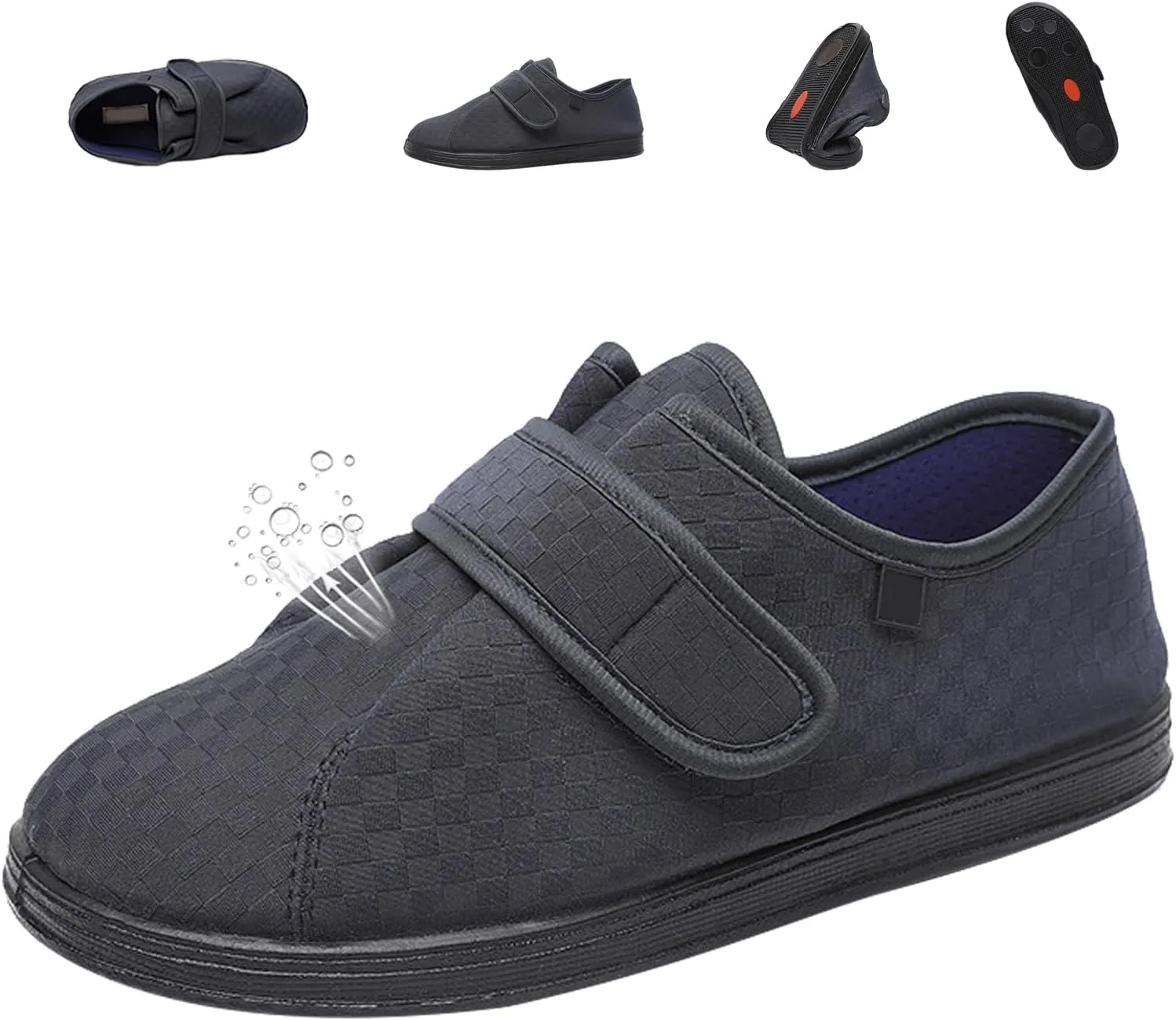 Men's Wide Width Elderly Shoes, Adjustable Lightweight Non Slip Slippers, Comfortable Womens Sandals for Elderly Arthritis Edema Feet