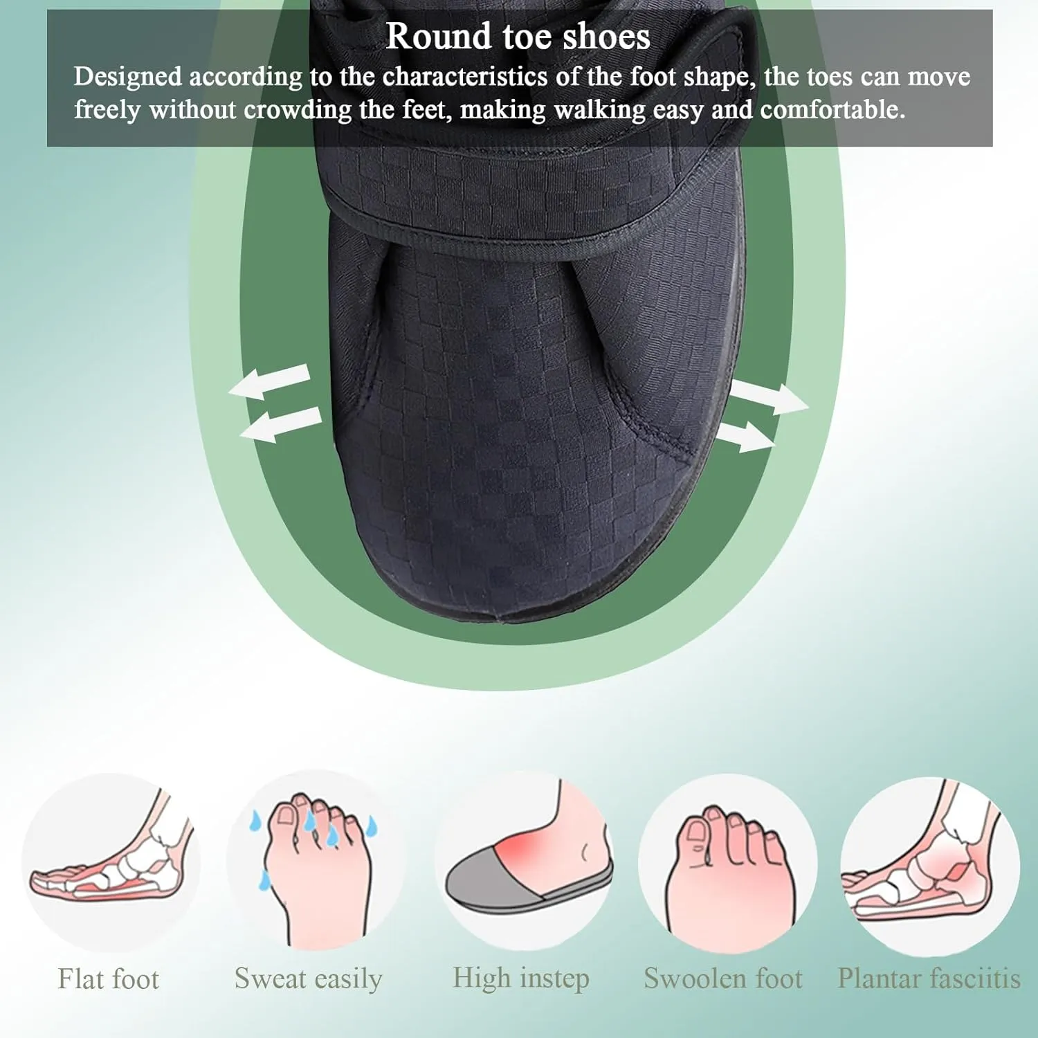 Men's Wide Width Elderly Shoes, Adjustable Lightweight Non Slip Slippers, Comfortable Womens Sandals for Elderly Arthritis Edema Feet