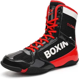 Men's Wrestling Boxing Shoes, Men's High Top Boxing Boots, All-Around Protection, Provides Stability, Breathable Mesh Upper, Sports, Fighting, Fitness, Weightlifting, Martial Arts