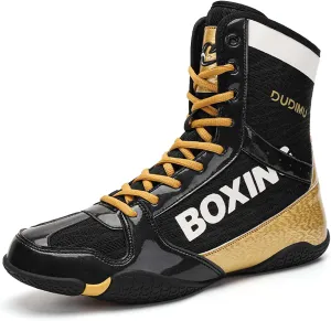 Men's Wrestling Boxing Shoes, Men's High Top Boxing Boots, All-Around Protection, Provides Stability, Breathable Mesh Upper, Sports, Fighting, Fitness, Weightlifting, Martial Arts
