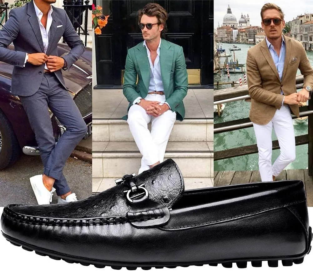 Mens's Loafers Genuine Leather Penny Loafers Slip on Casual Shoes Non Slip Lightweight Office Shoes