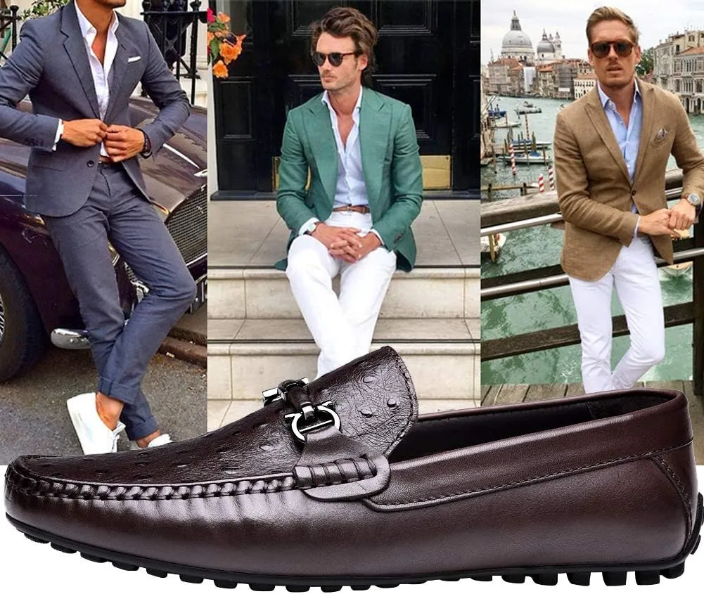 Mens's Loafers Genuine Leather Penny Loafers Slip on Casual Shoes Non Slip Lightweight Office Shoes